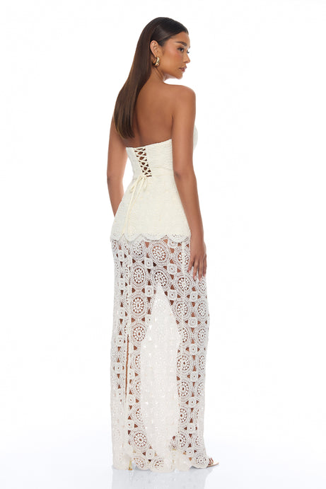 Coastal Muse Crochet Skirt Set - Ivory