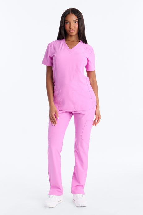 Prime Practice Sporty Open Leg Uniform Scrub Set - Pink
