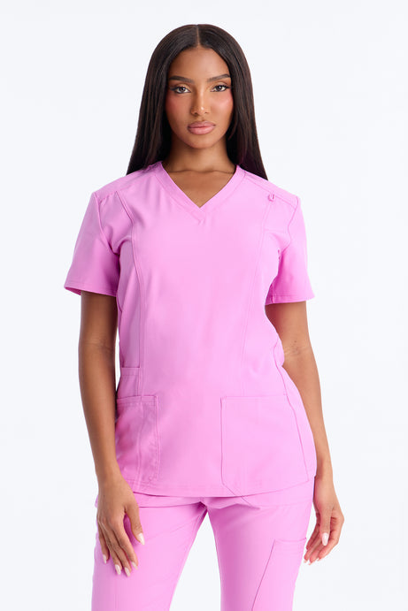 Prime Practice Sporty Open Leg Uniform Scrub Set - Pink