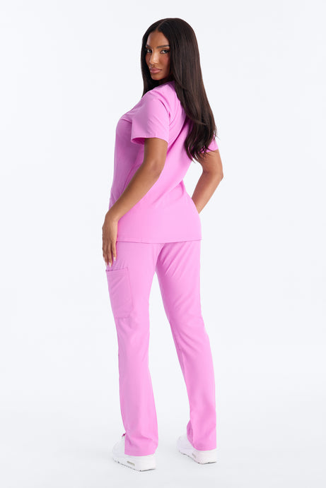Prime Practice Sporty Open Leg Uniform Scrub Set - Pink