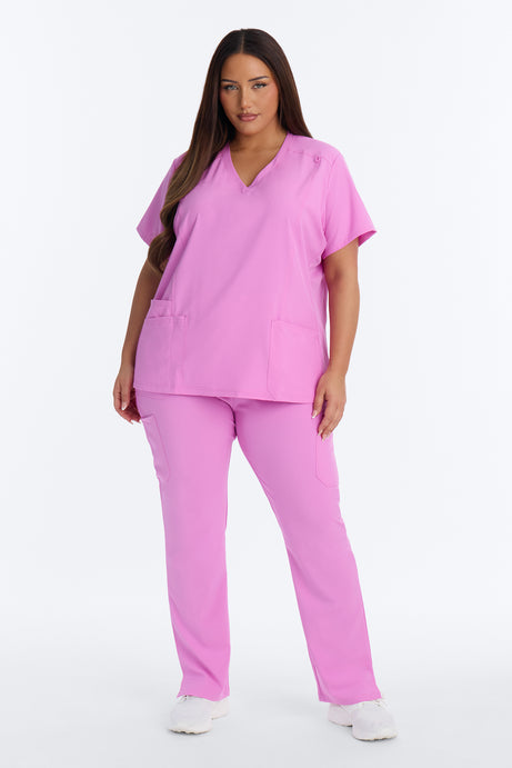 Prime Practice Sporty Open Leg Uniform Scrub Set - Pink