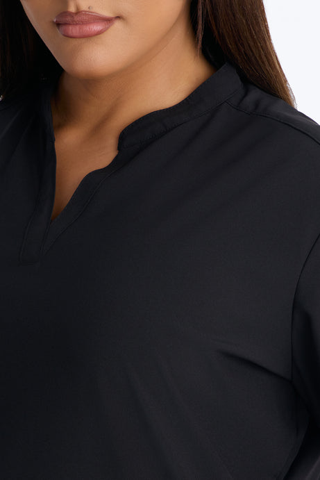 It's Go Time Collared Open Leg Uniform Scrub Set - Black