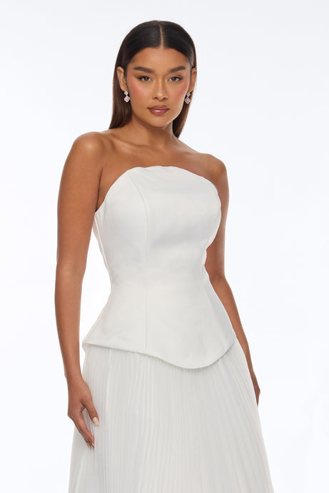 Soulmate Strapless Pleated Gown - White