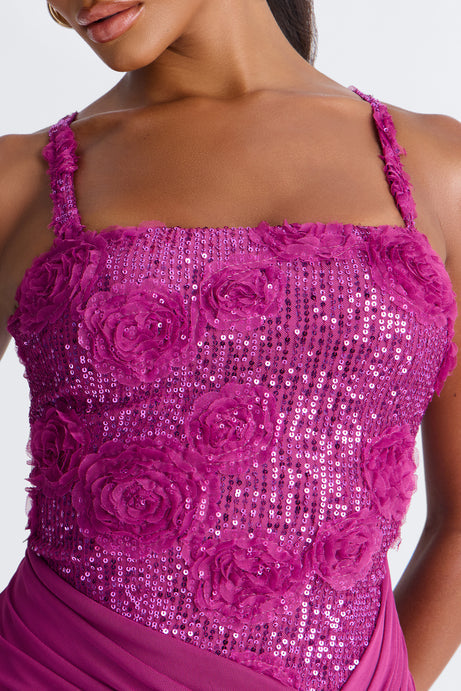 Kiss And Tell Embellished Gown - Magenta