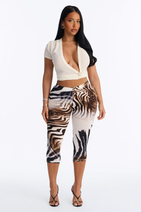 Safari Nights Mid Rise Capri Legging - Black/combo