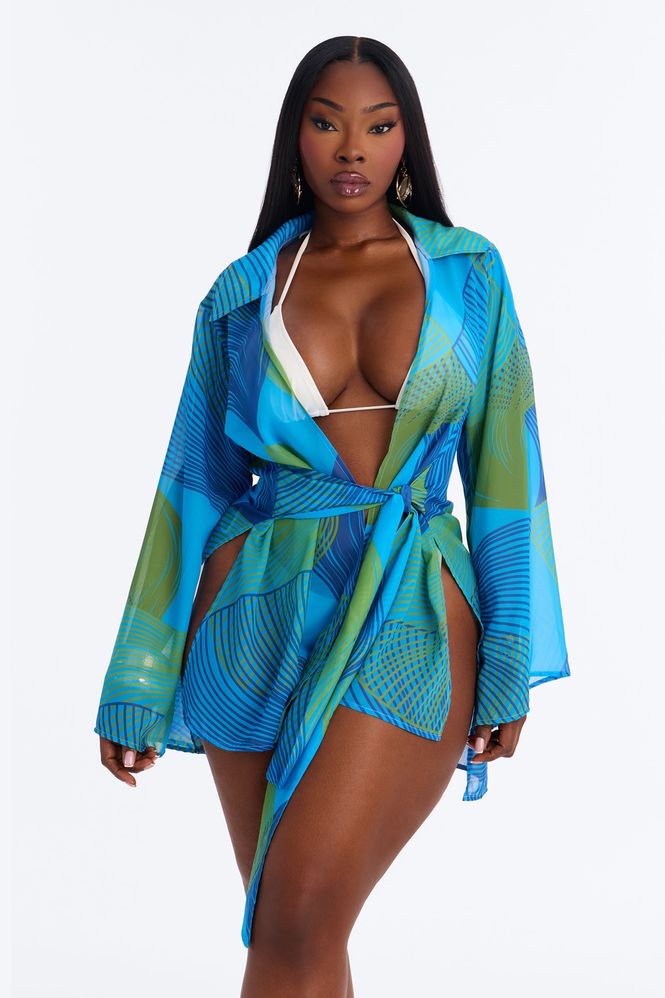 Yacht Babe Cover Up - Teal/combo