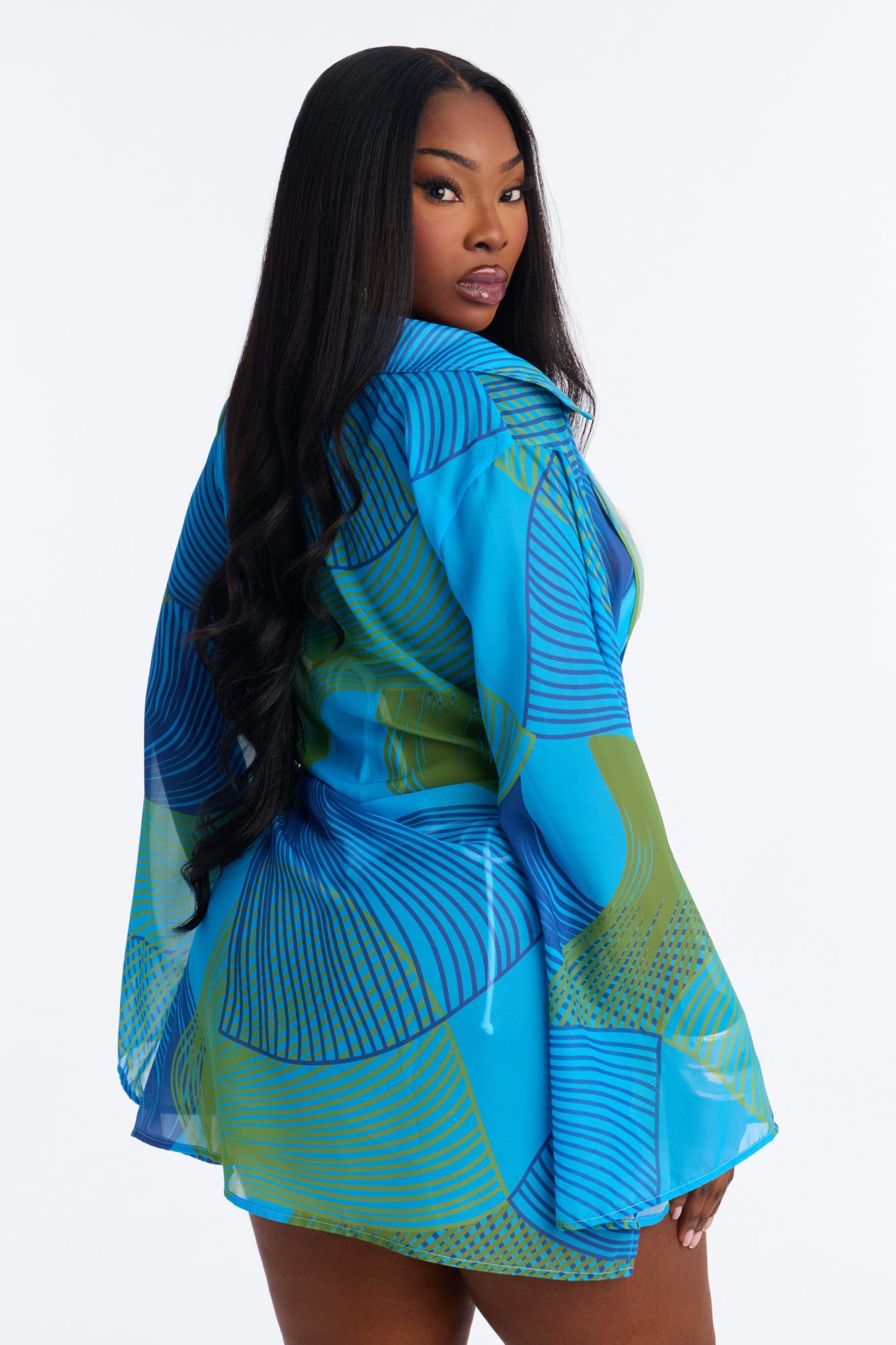 Yacht Babe Cover Up - Teal/combo