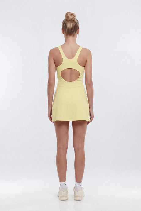 ButterSoft Cut Out Racerback 2-in-1 Active Dress - Soft Yellow