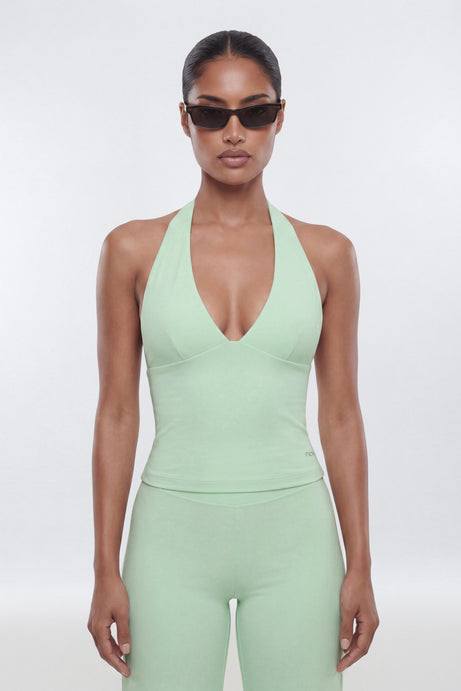 ProStretch™ V Neck Sports Halter Top - Cool Mint