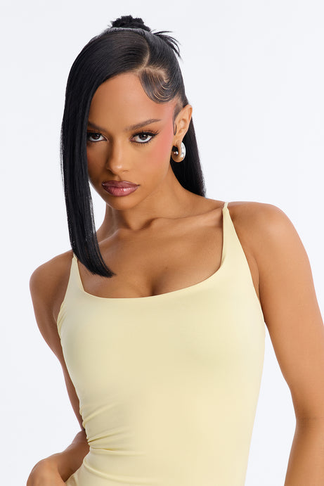 Contour Double Lined Scoop Neck Spaghetti Strap Maxi Dress - Butter Yellow