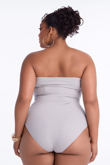 Demi Double Lined Tube Bodysuit - Light Grey