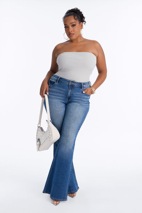 Demi Double Lined Tube Bodysuit - Light Grey