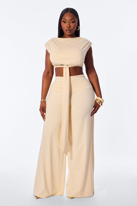 Elle Jersey Pant Set - Cream