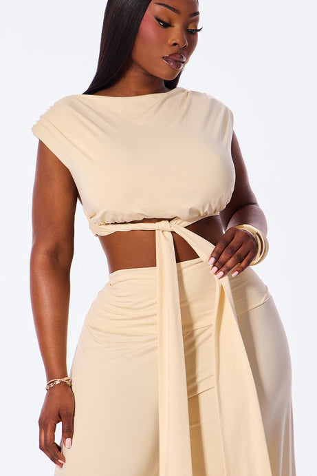 Elle Jersey Pant Set - Cream