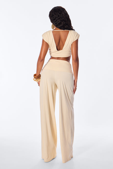 Elle Jersey Pant Set - Cream