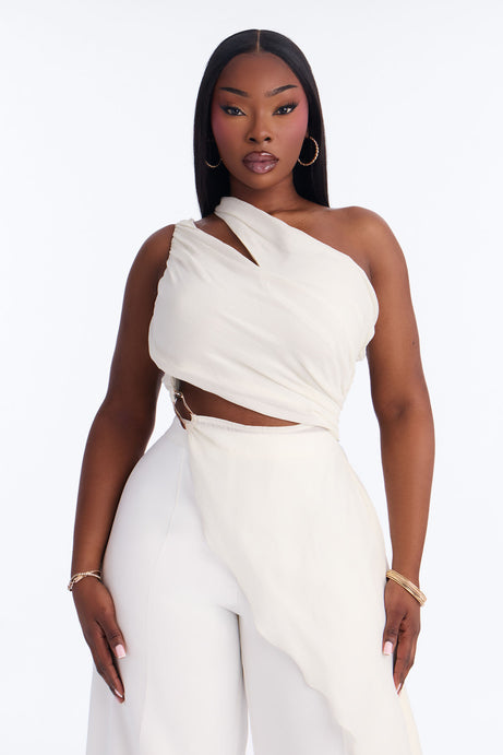 Beatrice Draped Pant Set - Ivory