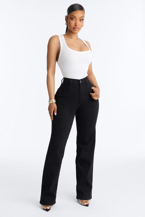 Evie Everyday Premium High Rise Stretch Straight Leg Jeans - Black