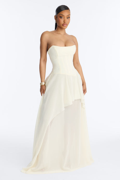 Effortless Charm Chiffon Gown - Ivory