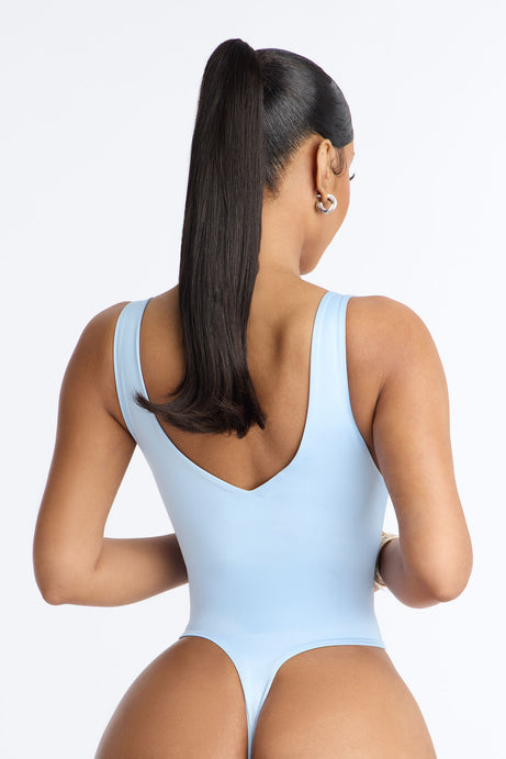Contour Double Lined V-Neck Bodysuit - SkyBlue