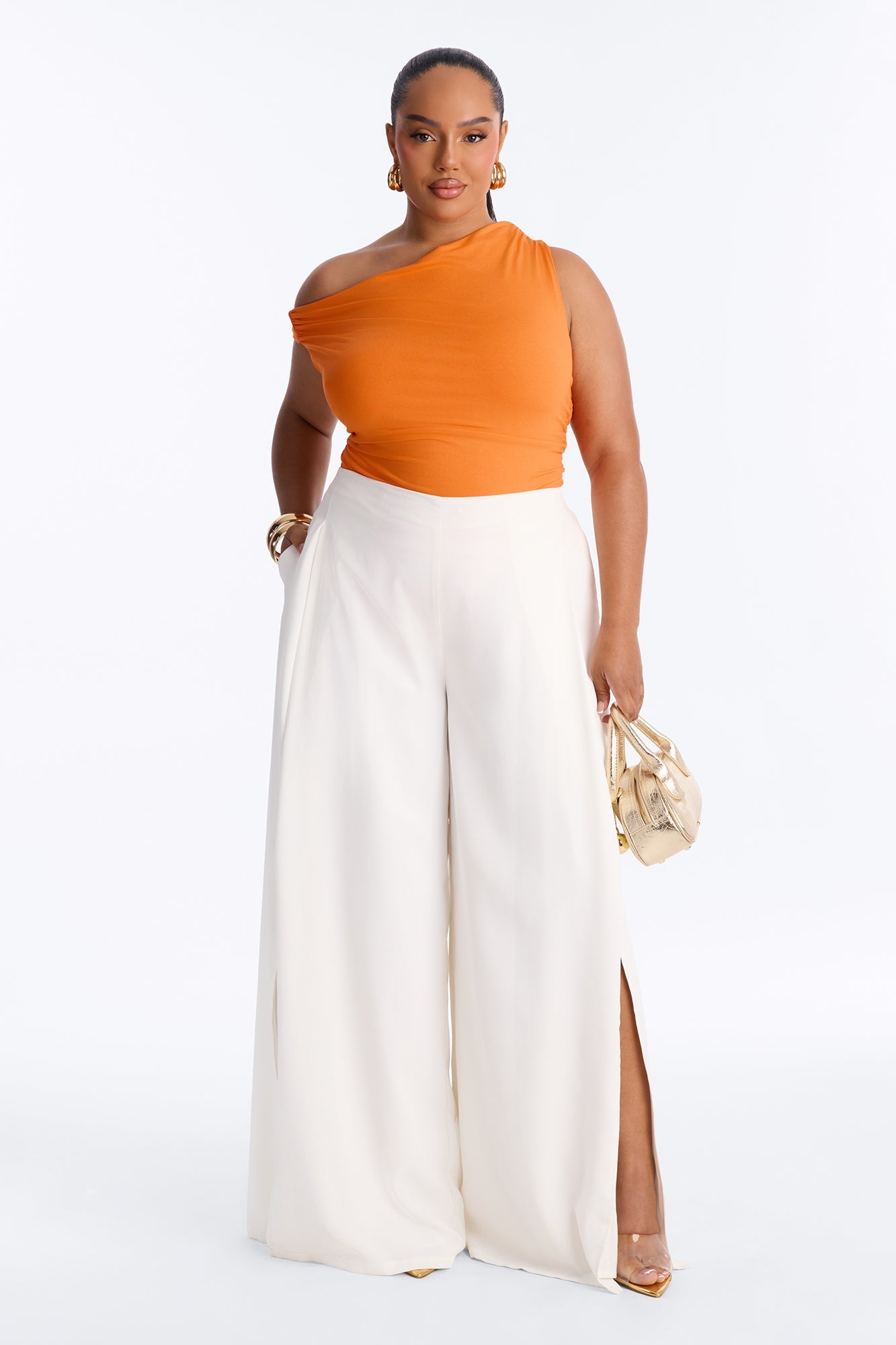 Kylie Off Shoulder Bodysuit - Orange