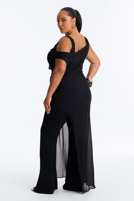 Brena 2 Piece Sheer Draped Jumpsuit