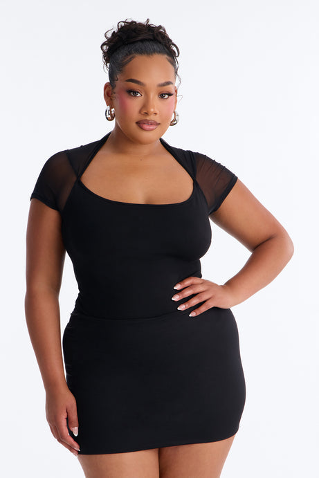Milan Mesh Short Sleeve Bodysuit - Black