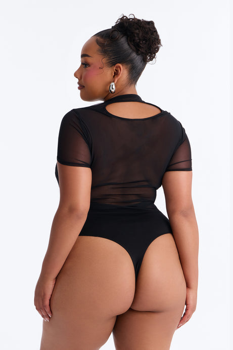Milan Mesh Short Sleeve Bodysuit - Black