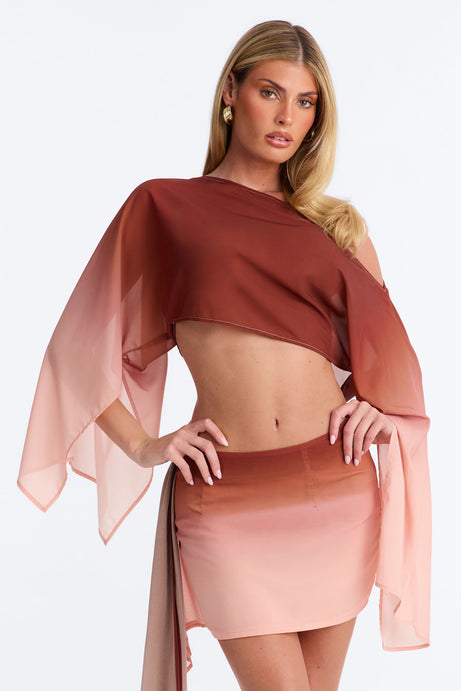Sundown Escape Ombre Skirt Set - Rust/combo