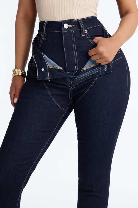 Think Twice Double Waistband High Rise Stacked Skinny Jeans
