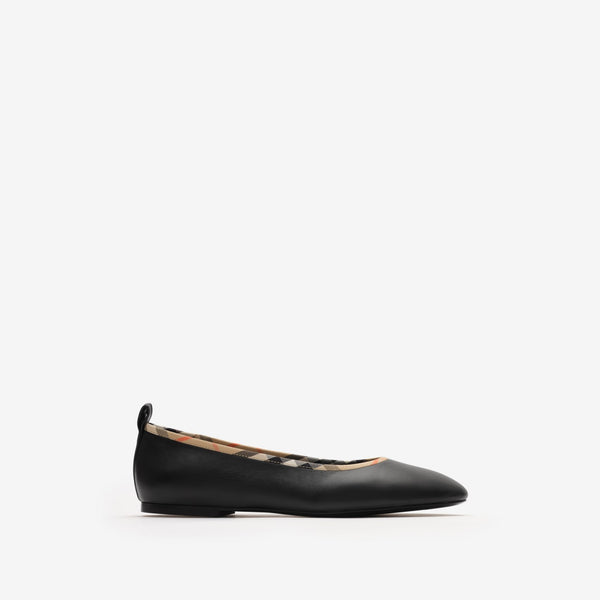 Check Trim Leather Robin Ballerinas