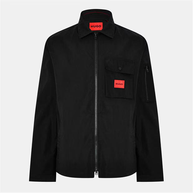 Men's Emmond Red Cotton Long Sleeve Zip Overshirt