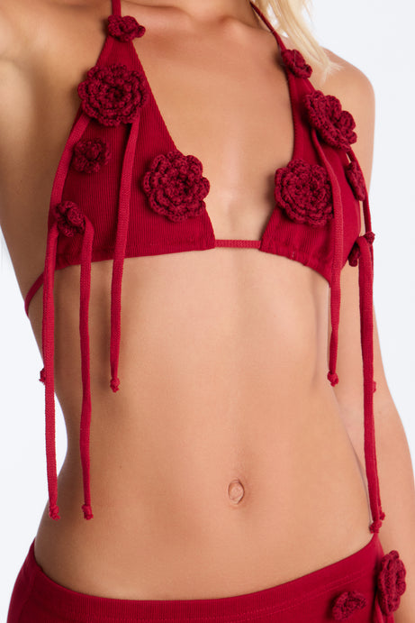 Eva Crochet Skirt Set - Burgundy