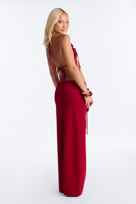 Eva Crochet Skirt Set - Burgundy