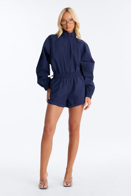 On The Move Windbreaker Long Sleeve Romper