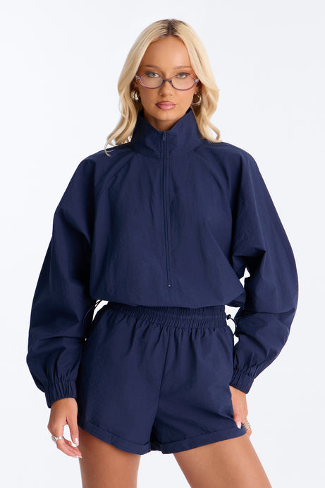 On The Move Windbreaker Long Sleeve Romper