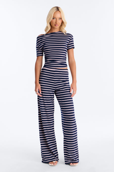 By The Marina Striped Pant Set - Navy/combo