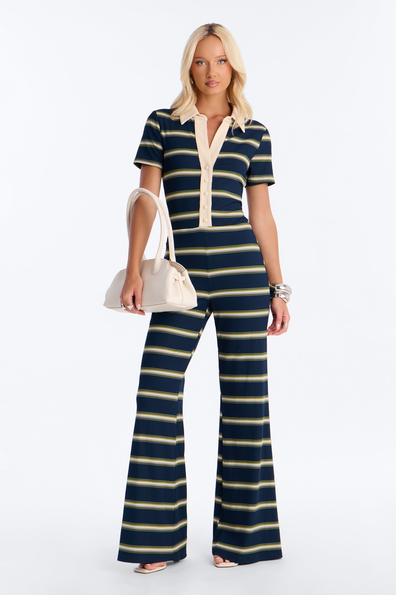 Too In Line Ribbed Striped Jumpsuit