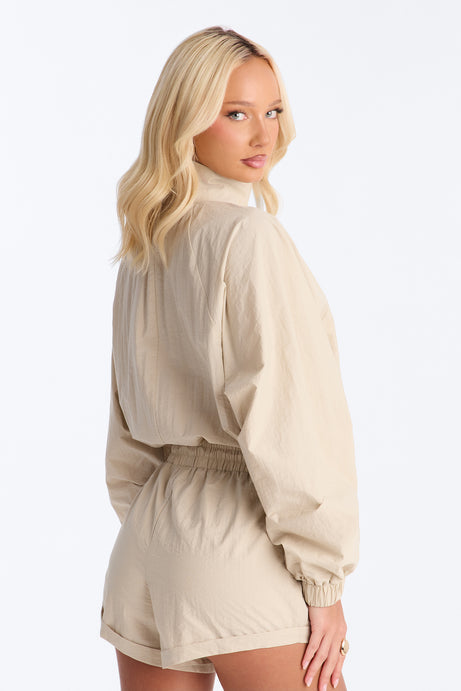 On The Move Windbreaker Long Sleeve Romper