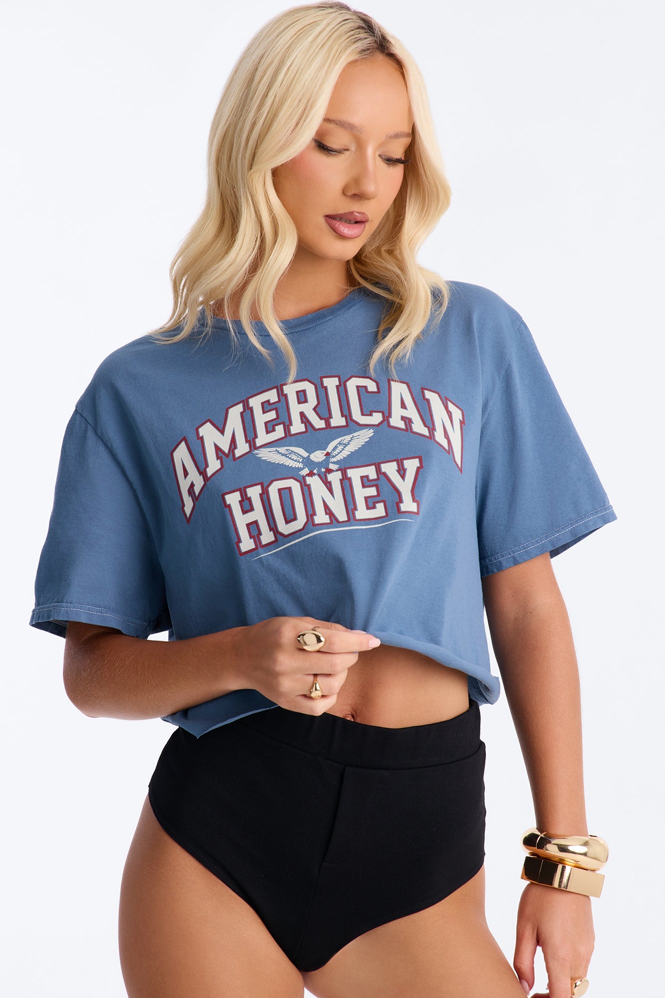 American Honey Cropped Baby T-Shirt - Navy