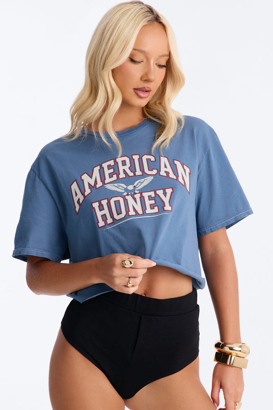 American Honey Cropped Baby T-Shirt - Navy