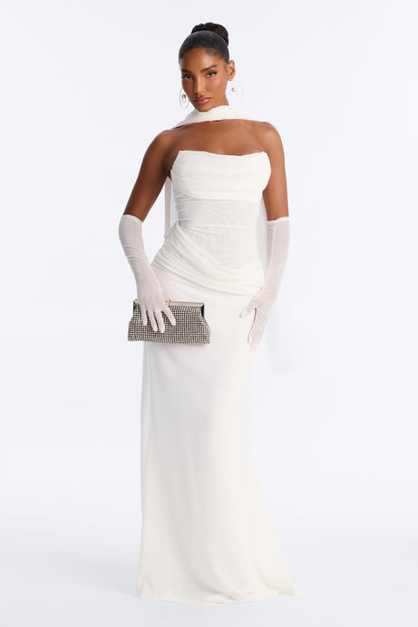 Rich Energy Chiffon Gown - White