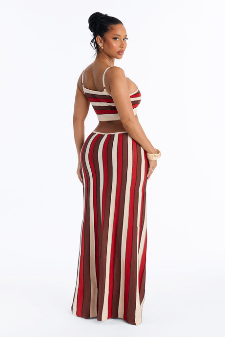 Sunlit Touch Striped Maxi Dress - Rust/combo
