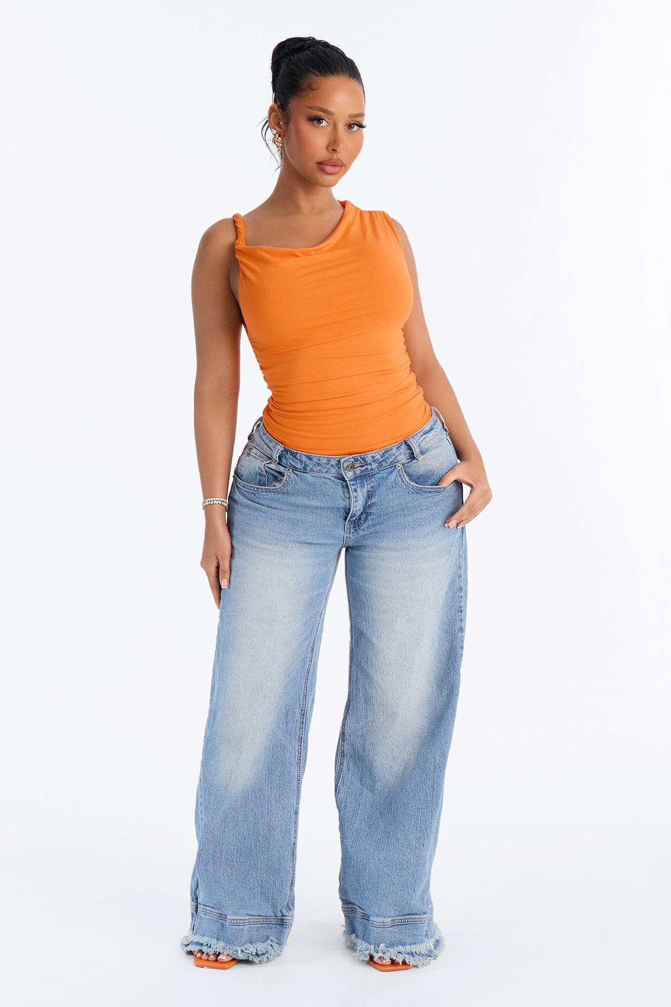 Kylie Off Shoulder Bodysuit - Orange