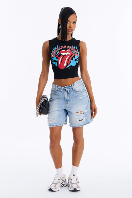 Rolling Stones Flames Muscle Tank Top - Black