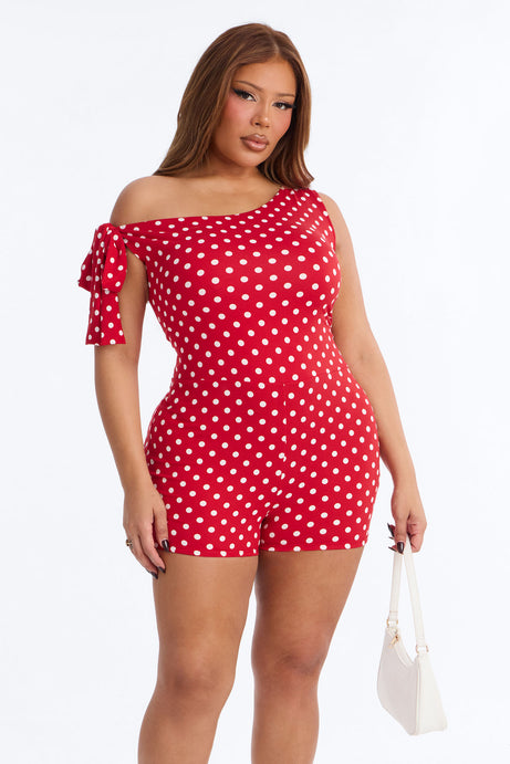 Bre Polka Dot Micro Romper - Red