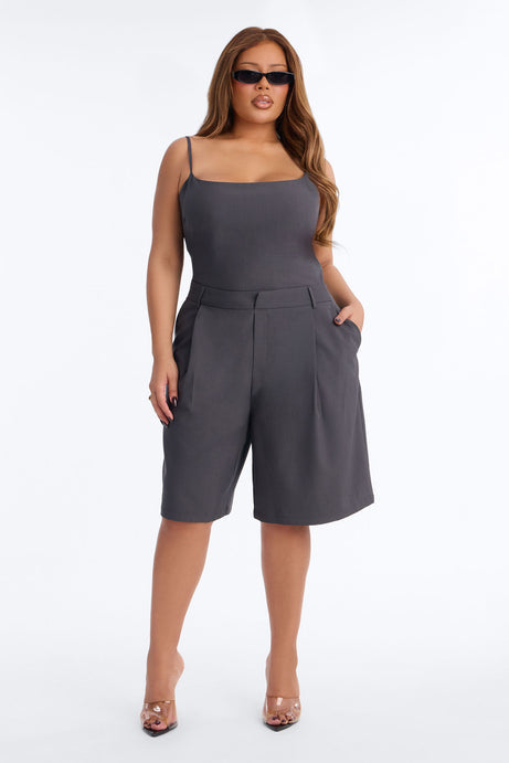Dylan Bermuda Short Romper - Charcoal
