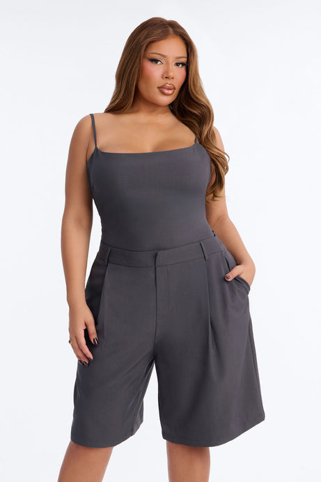 Dylan Bermuda Short Romper - Charcoal
