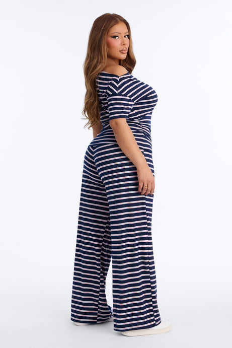 By The Marina Striped Pant Set - Navy/combo