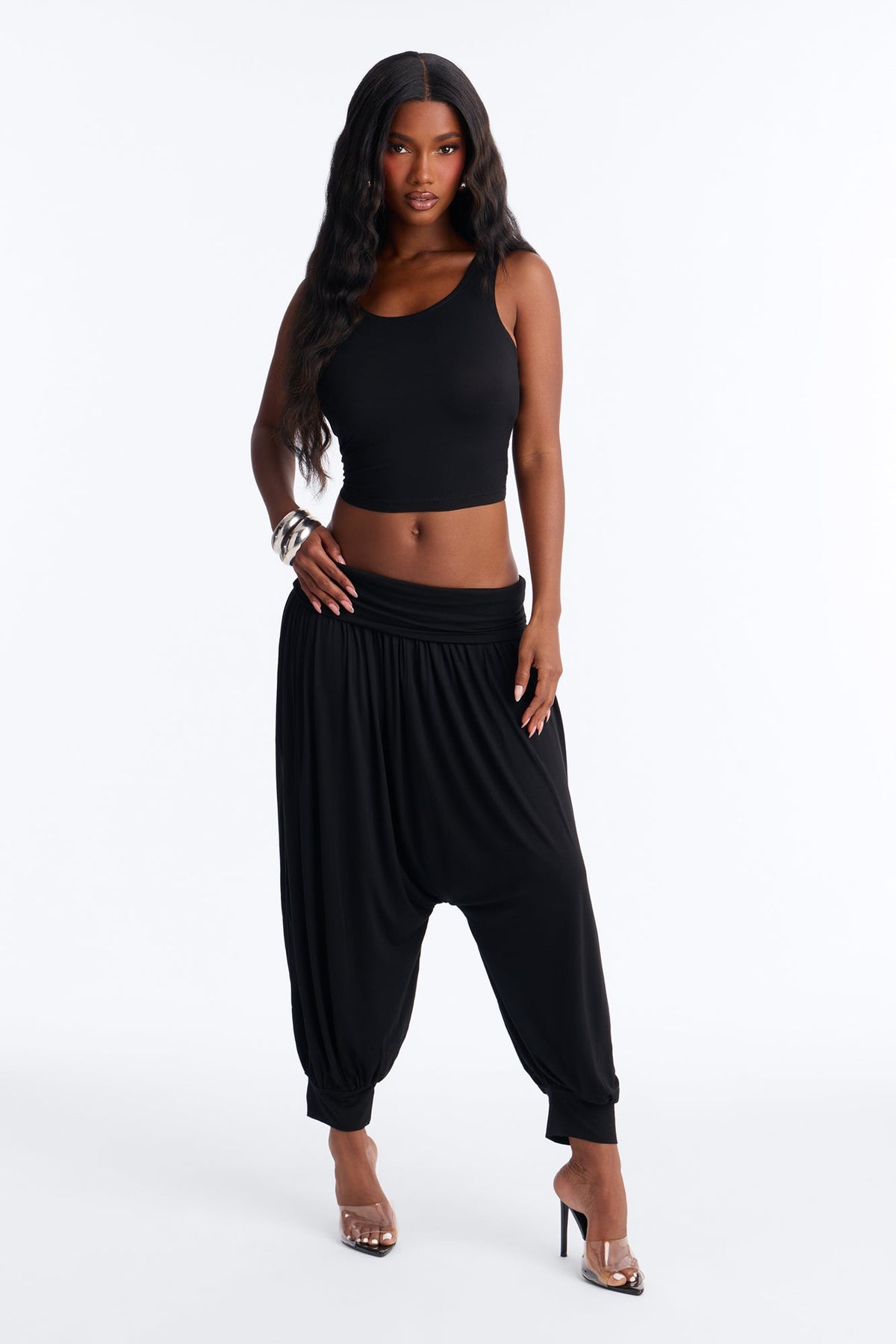 Moonchild Cropped Balloon Pant Set - Black