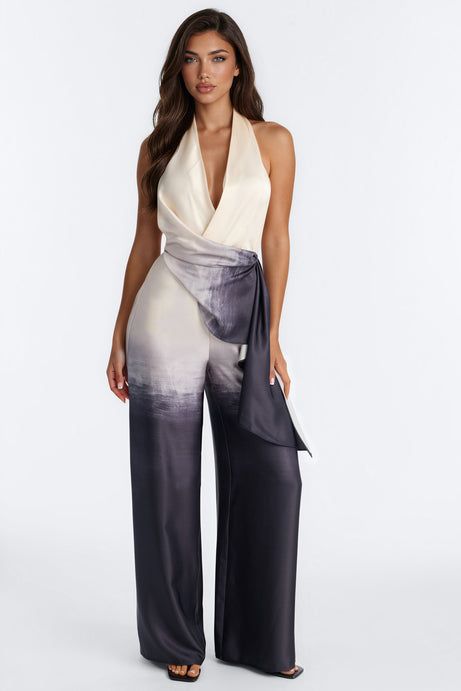 Tina Satin Ombre Draped Jumpsuit